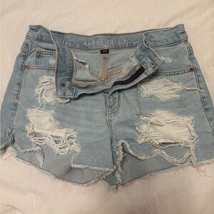 American Eagle Outfitters Blue Distressed Jean Shorts